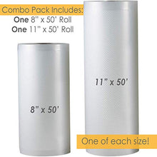 Load image into Gallery viewer, Houseables Vacuum Sealer Rolls, Sous Vide Bags, Large, 8 Inch x 50 Ft, 11 Inch x 50 Ft, Commercial Grade Plastic, Food Vac Storage &amp; Seal, Airtight Vacume Saver, Microwave &amp; Freezer Safe, Store A Meal
