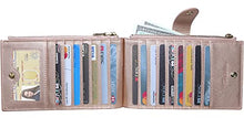 Load image into Gallery viewer, Travelambo Womens Wallet RFID Blocking Bifold Multi Card Case Wallet with Zipper Pocket Crosshatch (Rose gold)
