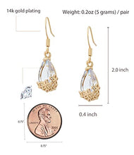 Load image into Gallery viewer, The 14k Gold Plated Gem romantic flower petals hollow water drop simple temperament Earrings with S925 Silver Needle for Women Girl Gifts Valentines/Birthday/ Anniversary / Mother’s Day
