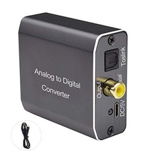 Load image into Gallery viewer, Analog to Digital Audio Converter, Tohilkel 2RCA R/L or 3.5 mm Jack Aux to Toslink SPDIF Optical and Coaxial, Support Dual Ports Output Simultaneously, with Power Adapter
