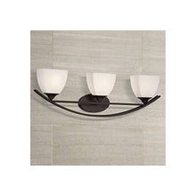 Load image into Gallery viewer, Jenisen Arch Modern Farmhouse Wall Light Bronze Hardwired 29" Wide 3-Light Fixture White Glass Shades for Bathroom Vanity Mirror - Franklin Iron Works
