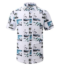 Load image into Gallery viewer, Alex Vando Mens Hawaiian Shirts Casual Short Sleeve Aloha Beach Shirt Suits,White View,L
