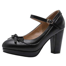 Load image into Gallery viewer, AIMODOR Womens Cute Platform Shoes Mary Jane High Heels Ankle Strap Pumps 8.5,Black
