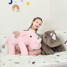 Load image into Gallery viewer, Tezituor 24 Inches Rhino Stuffed Animals - Big Rhino Plush Toy Cute Soft Gift for Boy Girl Kids, Gray
