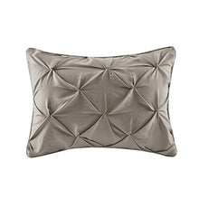 Load image into Gallery viewer, Comfort Spaces Cavoy Faux Silk Comforter Set - Luxe Diamond Tufting, All Season Bedding, Matching Bed Skirt, Decorative Pillows, Taupe King(104"x90") 5 Piece
