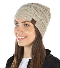 Load image into Gallery viewer, Womens Beanie Soft Knit Classic Ribbed Slouch Hat - Latte Confetti
