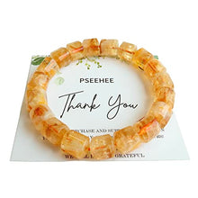 Load image into Gallery viewer, Handmade Genuine Citrine Crystal Stretch Bracelet, Abundance Stone Birthstone Chakra Healing Gemstone Crystal Beads Adjustable Bangle Jewelry Gift for Men Women
