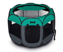 Load image into Gallery viewer, Ruff 'n Ruffus Portable Foldable Pet Playpen + Carrying Case &amp; Collapsible Travel Bowl (Extra Large (48" x 48" x 23.5")) (Medium (29" x 29" x 17") with Free Bonus, Aqua)
