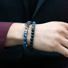 Load image into Gallery viewer, Crucible Sodalite Stone Antiqued Steel Clasp Beaded Bracelet (10mm) - 8"
