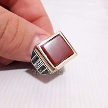Load image into Gallery viewer, Natural Red Onyx Men's Ring, Solid 925 Sterling Silver Jewelry, Square Red Onyx Gemstone Ring, Handcrafted Silver Wedding Ring, Square Gemstone, Red Onyx Ring, Black Zircon Ring, Unisex Ring
