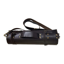 Load image into Gallery viewer, chef knife bag |Travel-Friendly Chef Knife Wrap Bag | Genuine Leather Knife Roll | Storage Bag Handles Carry Case Kitchen | travel bag knives holder | for professional Chefs | KB002 (DARK BROWN)
