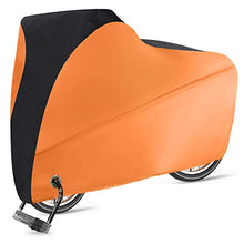 Load image into Gallery viewer, Puroma Bike Cover Outdoor Waterproof Bicycle Covers Rain Sun UV Dust Wind Proof with Lock Hole for Mountain Road Electric Bike, XL (Orange &amp; Black)

