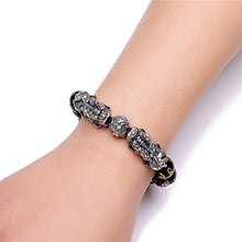 Load image into Gallery viewer, ZenBless Fengshui Pi Xiu Double Pi Yao Bracelet Black Mantra Bead Bracelets Attract Wealth and Good Luck
