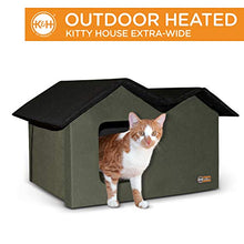 Load image into Gallery viewer, K&amp;H Pet Products Outdoor Heated Kitty House Extra-Wide Olive/Black 26.5" x 15.5" x 21.5" 20W
