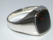 Load image into Gallery viewer, Sterling Silver Mens Cushion Cut Bloodstone Signet Ring - Size 10 - Sizes 8 to 12 Available
