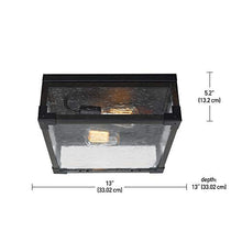 Load image into Gallery viewer, Globe Electric 65917 Williamsburg 2-Light Flush Mount Ceiling Light, Dark Bronze, Dark Wood Finish Accents, 5 Seeded Glass Panes, 5.2"
