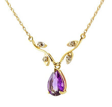 Load image into Gallery viewer, Galaxy Gold 14k White, Rose, Yellow Gold Amethyst and Diamond Vine Branch Design Pendant Necklace with 1.52 Carats (Carat Total Weight) Natural Diamonds &amp; Pear-Shaped Purple Amethyst (yellow-gold, 20)
