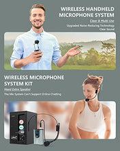Load image into Gallery viewer, Microphone System Headset Mic/Stand Mic/Lavalier Lapel Mic with Rechargeable Bodypack Transmitter &amp; Receiver 1/4" Output for iPhone, PA Speaker, DSLR Camera, Recording, Teaching
