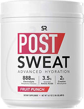 Load image into Gallery viewer, Post Sweat Advanced Hydration Post-Workout Supplement Powder | Muscle Recovery Sports Drink with Electrolytes + 9 Essential Amino Acids | Informed Choice Sport Certified &amp; Non-GMO (Fruit Punch)
