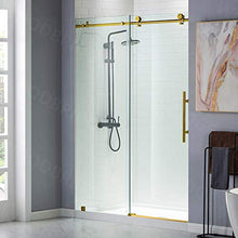Load image into Gallery viewer, WOODBRIDGE PLUMBING_FIXTURE MBSDC4876-BG Frameless Sliding Shower, 44"-48" Width, 76" Height, 3/8" (10 mm) Clear Tempered Glass, Finish, Designed for Smooth Door Closing. Brushed Gold
