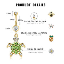 Load image into Gallery viewer, YADOCA 10 Pcs 14G Dangle Belly Button Rings for Women Stainless Steel Cute Navel Rings Body Piercing Jewelry Set

