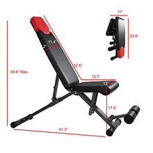 Load image into Gallery viewer, Finer Form 5-in-1 Adjustable Weight Bench - Foldable Multi-Purpose Bench for Full Body Workout, Incline Decline Bench for Home Gym
