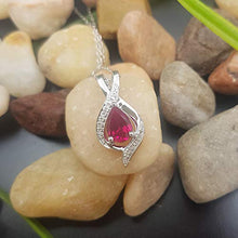 Load image into Gallery viewer, Dazzlingrock Collection 10K Pear 9X6 MM Lab Created Ruby &amp; Round Diamond Ladies Teardrop Pendant, White Gold
