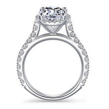 Load image into Gallery viewer, HAFEEZ CENTER 2ct Round Brilliant Cut Petite Micro Pave Floating Halo Simulated Diamond CZ Engagement Ring (9)
