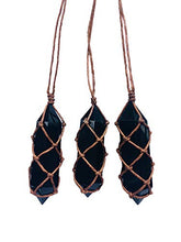 Load image into Gallery viewer, Ripple Stream Braided Knitted Obsidian Crystal Healing Chakra Pendant Hand Braided Necklace Protection Negative Energy Cleanser Natural Stress Aid Soothe Mind Emotions (Braided Obsidian)
