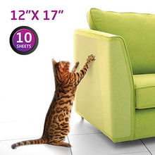 Load image into Gallery viewer, Catikat XL Furniture Protectors from Cats 10 Pack - Safe Couch Protector from Cats - Larger 17" x 12" Cat Scratch Deterrent Training Tape Sheets - Transparent Cat Anti Scratching Protection Guards

