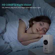 Load image into Gallery viewer, Indoor Camera with Sensor Light, 1080P HD Wireless Smart Home Security Camera Wifi Camera with Night Vision, 2-Way Audio Person Detection Pet Camera Nanny Cam Baby Monitor, Support Local/Cloud Storage
