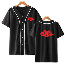 Load image into Gallery viewer, HOSD Baseball Jacket Naruto Akatsuki Costume Anime Baseball Shirt Short Sleeve Tees Hip Hop Uchiha Itachi Streetwear Black 1 S
