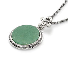 Load image into Gallery viewer, Stera Jewelry Women’s 925 Sterling Silver Retro Style Round Green Aventurine Pendant Necklace, 20"
