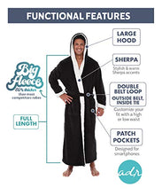 Load image into Gallery viewer, Alexander Del Rossa Men’s Robe, Big and Tall Plush Fleece Hooded Bathrobe with Two Large Front Pockets and Tie Closure, Steel Gray with Sherpa, Small-Medium
