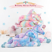 Load image into Gallery viewer, Tezituor Large Horse Stuffed Animal Giant Pony Pink Plush Toy Horse Tie-Dye Fur Big Gift for Kids 35 Inches
