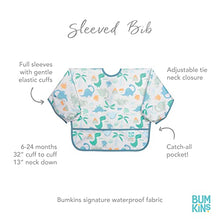Load image into Gallery viewer, Bumkins Sleeved Bib Baby Bib, Toddler Bib, Smock, Waterproof Fabric, Fits Ages 6-24 Months – Dinosaurs

