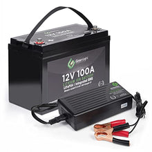 Load image into Gallery viewer, GLI Lithium-ion Deep Cycle Rechargeable Battery – 12v 100Ah IP54 Extreme Weather Resistant – up to 5,000 Cycle Long-Life – for Marine, Trolling Motors, RV, Off-Grid and Solar – with Charger &amp; Cables
