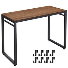 Load image into Gallery viewer, VASAGLE ALINRU Computer Desk, Office Desk with 8 Hooks, for Study, Home Office, Easy Assembly, Steel Frame, Industrial, 39.4 x 19.7 x 29.5 Inches, Walnut Brown and Black ULWD045B08
