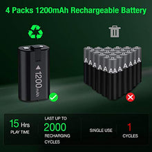 Load image into Gallery viewer, Battery Pack for Xbox One, BEBONCOOL Rechargeable Battery for Xbox One/ One S/ One X/ One Elite Controller, Controller Charger for Xbox One with 4 Pack Batteries Accessories for Xbox One
