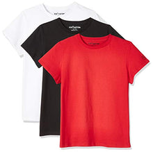 Load image into Gallery viewer, Kid Nation Kids Unisex 3 Packs 100% Cotton Tagless Short Sleeve Crewneck T Shirts L White+Black+Red
