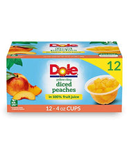 Load image into Gallery viewer, Dole Fruit Bowls Diced Peaches in 100% Juice, Gluten Free Healthy Snack, 4 Oz, 12 Total Cups
