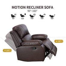 Load image into Gallery viewer, Lifestyle Furniture Luxurious Reclining Sofa Set, Bonded Leather Manual Recliner with Drop Down Table for Living Room, Home Theater, Brown, (3PCS)
