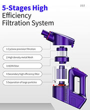 Load image into Gallery viewer, Vacuum Cleaner, LERIZOM 24Kpa Powerful Cordless Vacuum Cleaner with 40 min Max Long Runtime Detachable, Rechargeable Stick Vacuum Cleaner for Pet Hair, Home, Hard Floor, Carpet, 250W, Purple
