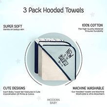 Load image into Gallery viewer, MODERN BABY 3 Pack Hooded Baby Bath Towel Set for Newborns Infants &amp; Toddlers, Boys &amp; Girls Baby Hooded Towels
