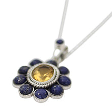 Load image into Gallery viewer, NOVICA Multi-Gem Lapis Lazuli .925 Sterling Silver Pendant Necklace, 18", Sunny Blue'
