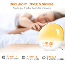 Load image into Gallery viewer, Sunrise Alarm Clock, Wake Up Light with Dual Alarms Clock for Bedrooms, Smart Alarm Clock for Heavy Sleepers Adults Kids, 7 Nature Sounds &amp; Snooze, FM Radio, 7 Colors Ambient Lamp, Ideal for Gift
