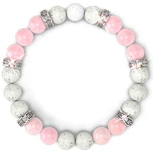 Load image into Gallery viewer, [Healing Trust] Rose Quartz Bracelet For Women, Authentic Rose Quartz Crystal + White Howlite + White Lava Stone Aromatherapy Healing Crystal Stones, Anxiety Bracelet for Women, Ladies Love Attraction Crystal Beads Bracelet Friendship Gifts, Real Gemstone
