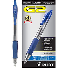Load image into Gallery viewer, PILOT G2 Premium Refillable &amp; Retractable Rolling Ball Gel Pens, Extra Fine Point, Blue Ink, 12-Pack (31003)
