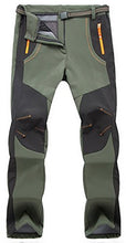 Load image into Gallery viewer, TBMPOY Men's Snow Ski Waterproof Fleece Lined Pants Outdoor Hiking Mountain Softshell with Belt 02 Thick Green XXL
