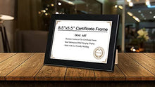 Load image into Gallery viewer, DOAI ART 8.5 x 5.5 Business License Frame Black, Professionals 5.5 x 8.5 Certificate Frames Fit Diploma, Document and Tax Certificate Self Standing with Wall Hangers
